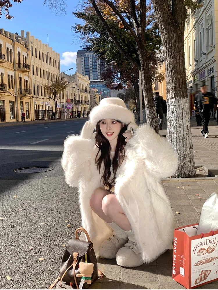 Oversized Faux Fox Fur Winter Coat