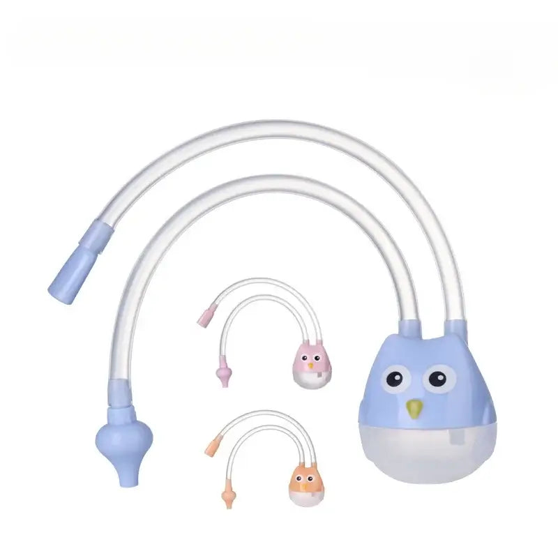 Nasal aspirator for infants featuring a cartoon owl design, ideal for babies aged 0-1 years, made of silicone.