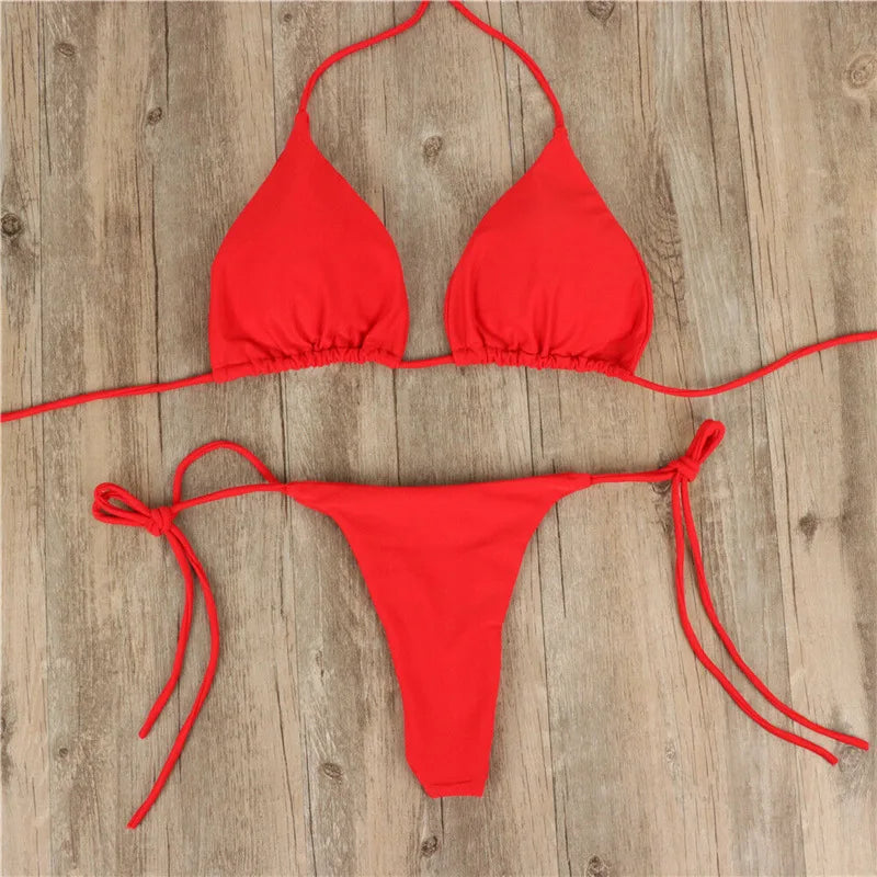 Halter Triangle Bikini Set