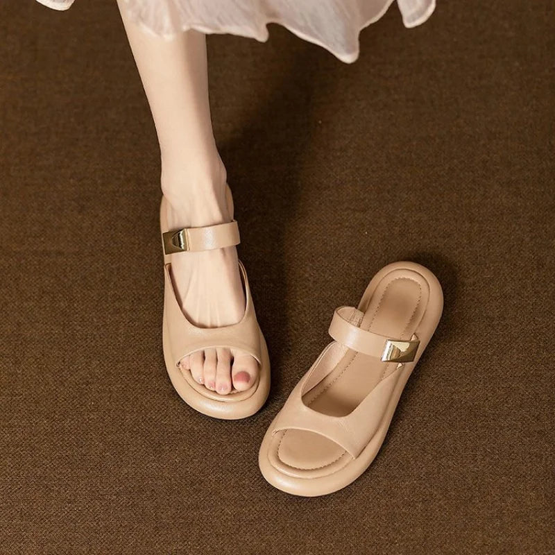 Women Minimalist White Slide Sandals