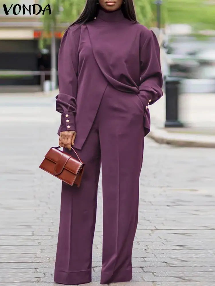 طقم بدلة بياقة عالية ومقاسات كبيرة