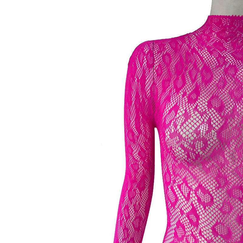 Women Lace Fishnet Club Jumpsuit