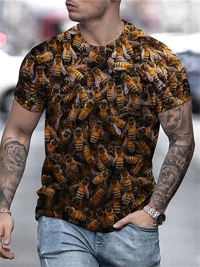 Men's Plus Size 3D Bee Print T-Shirt – Summer