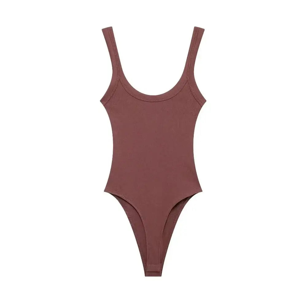 Women Ribbed Strappy Snap Bodysuit