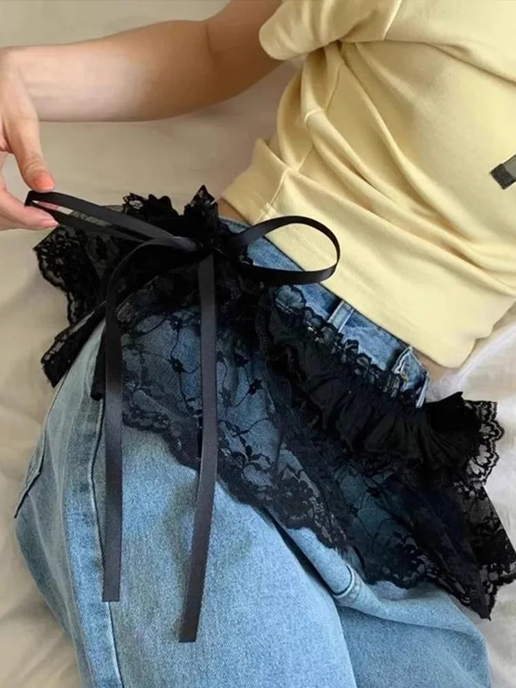 Women Y2K Lace Layered Skirt