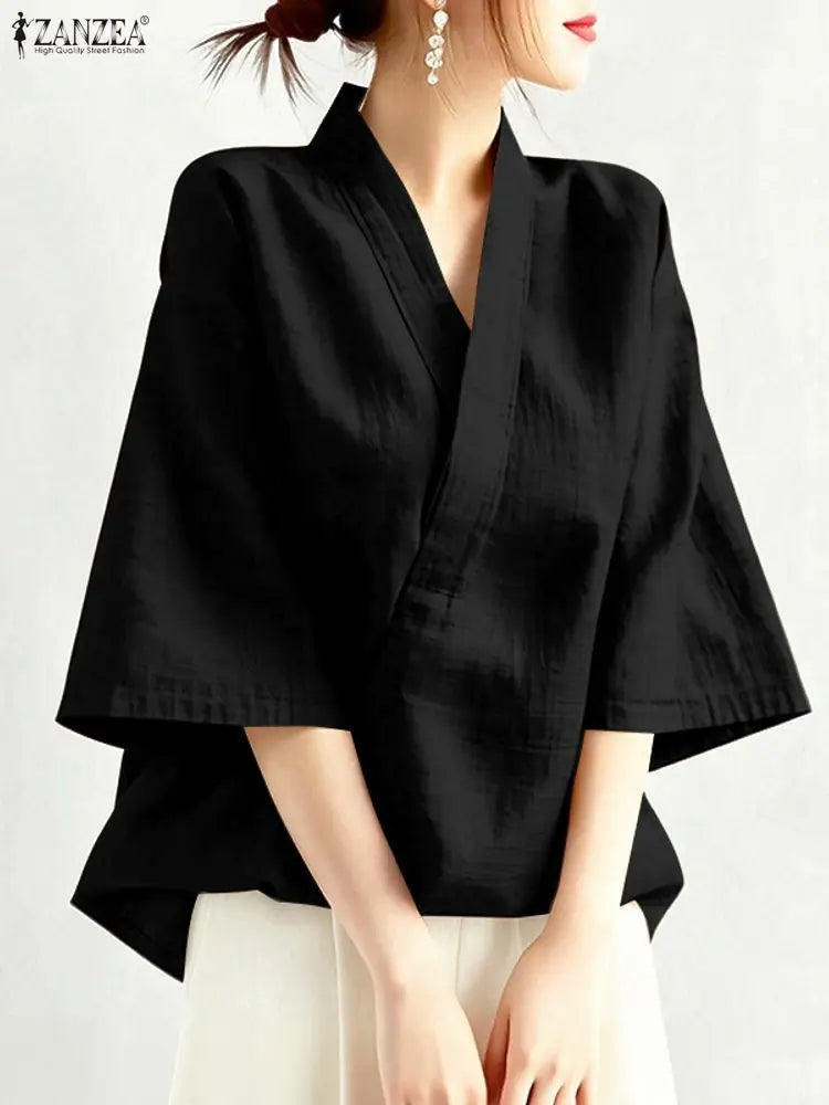 Kyoto Cross V-Neck Tunic Blouse