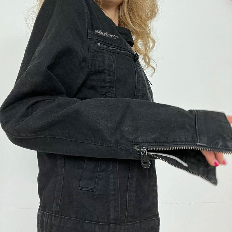 Rockmore Women’s Double Zipper Denim Jacket