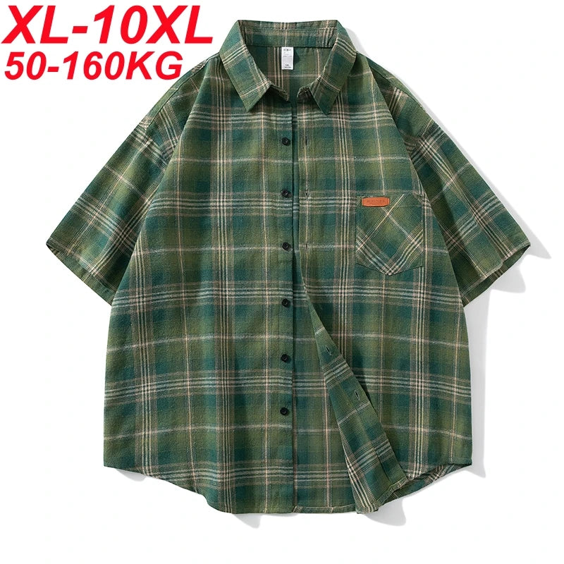 Men Oversized Plaid Shirt