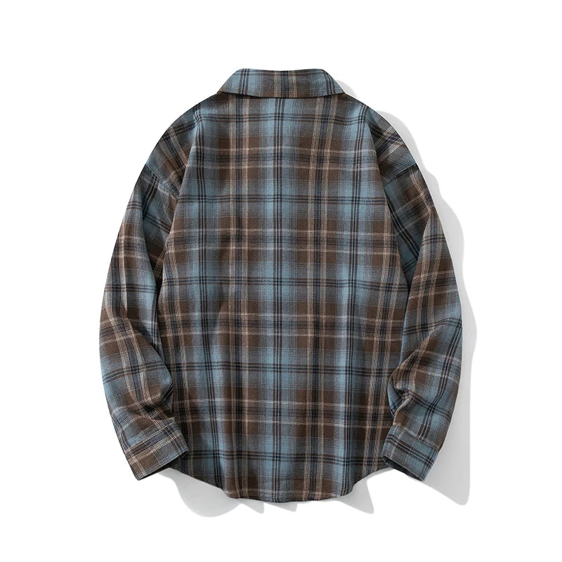 Men Oversized Plaid Shirt