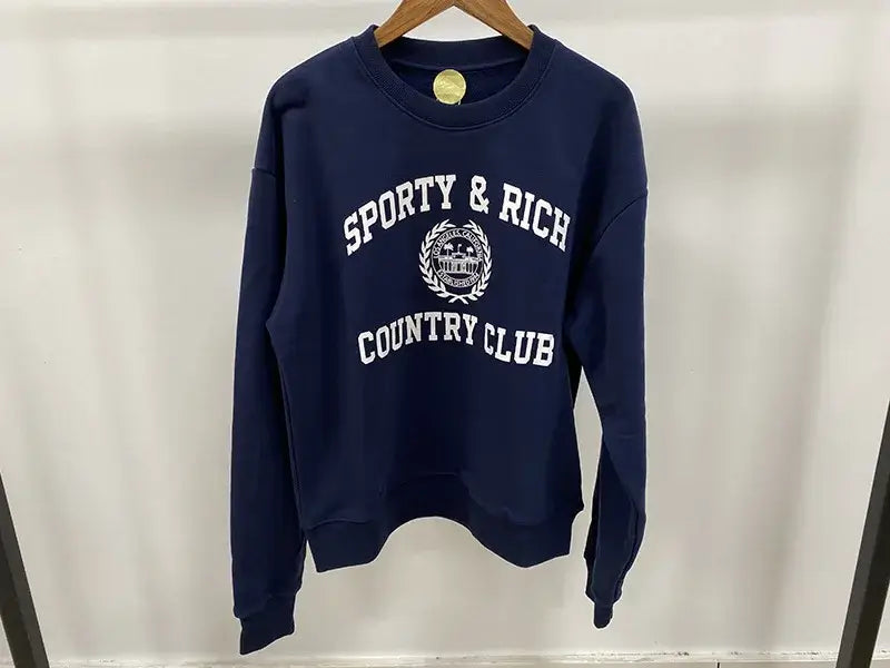 سويت شيرت نسائي بطبعة حروف عتيقة برقبة دائرية