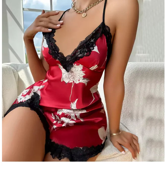 قميص نوم نسائي من الساتان بدون ظهر