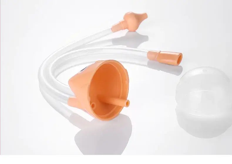 Nasal aspirator for infants, made of silicone, featuring a cartoon design and suction tubes for easy use.