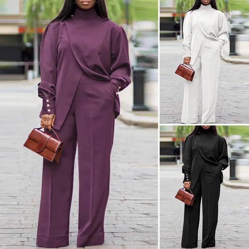 طقم بدلة بياقة عالية ومقاسات كبيرة