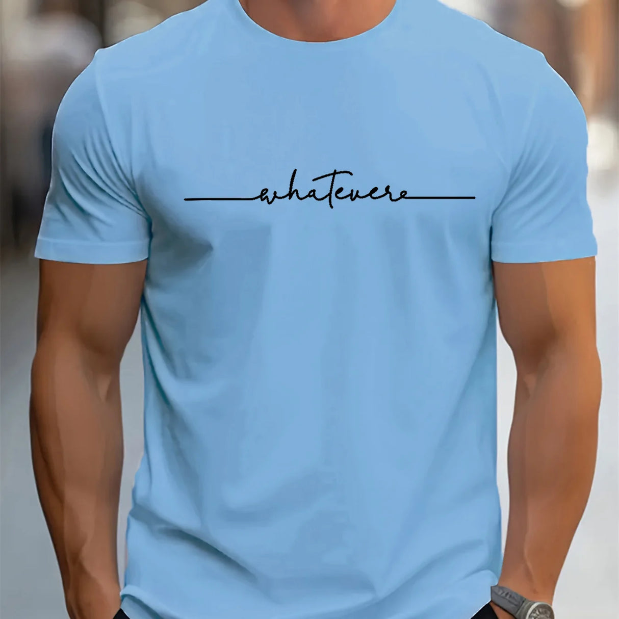 تي شيرت رجالي قطني بطبعة حروف