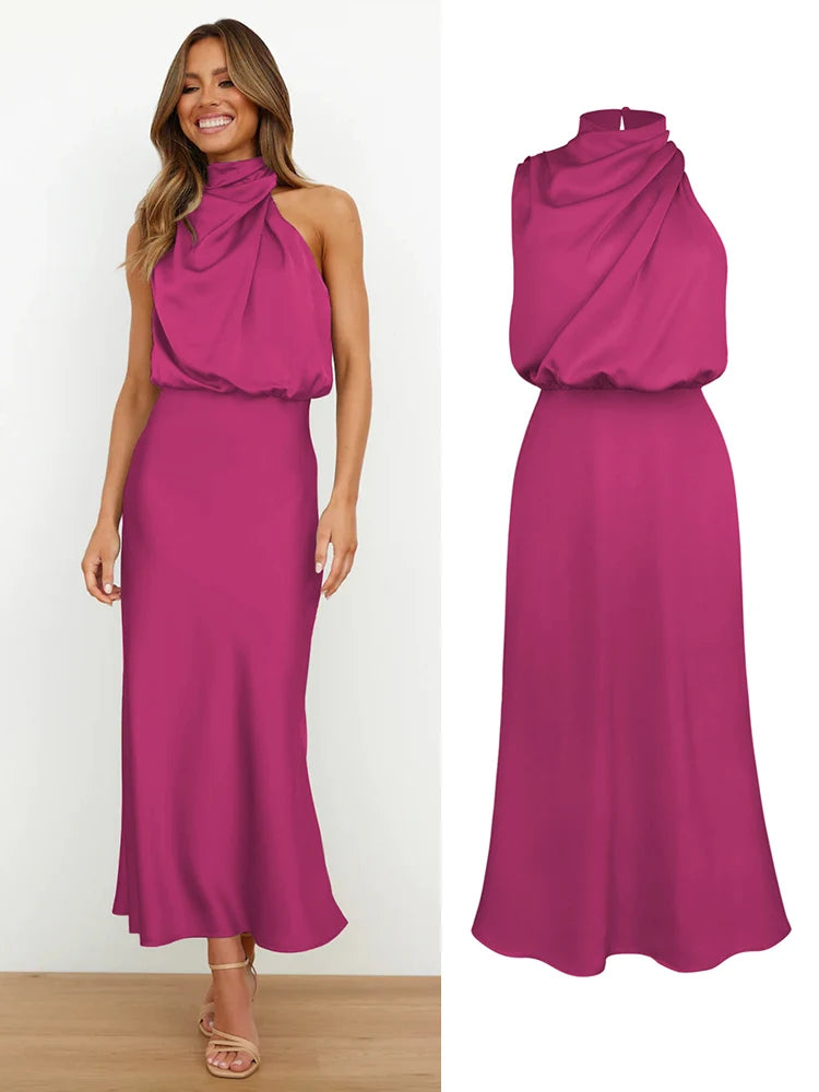 Women's Silk Satin Evening Dress