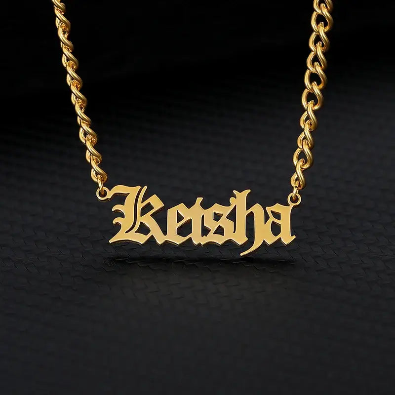 Custom Old English Name Necklace