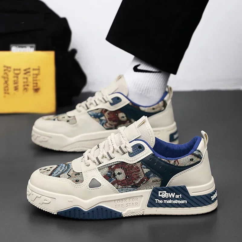 حذاء تزلج أبيض للرجال قابل للتنفس