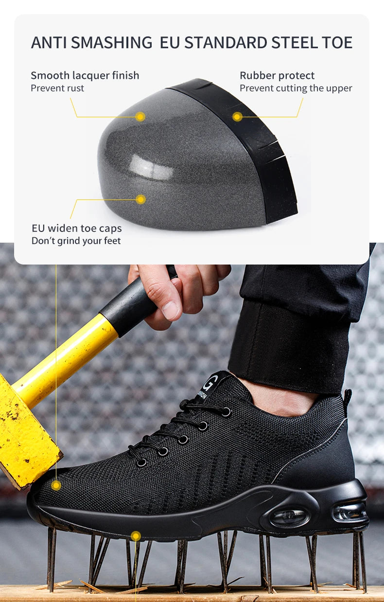 أحذية أمان للجنسين قابلة للتهوية بأصابع فولاذية
