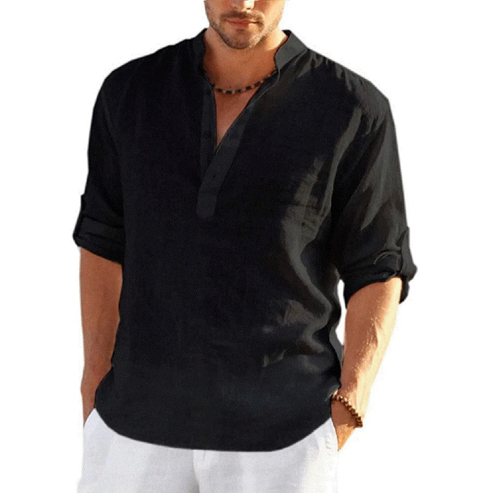 Men Linen Casual Blouse