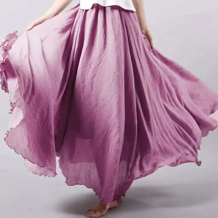 Women Cotton Linen Maxi Skirt