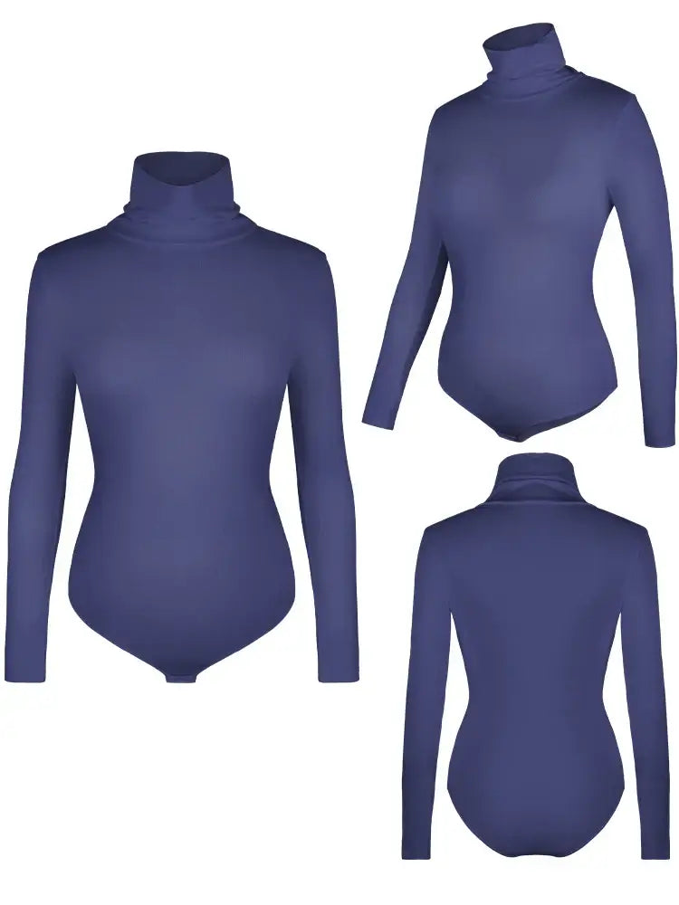 بدلة جسم نسائية برقبة عالية وأكمام طويلة