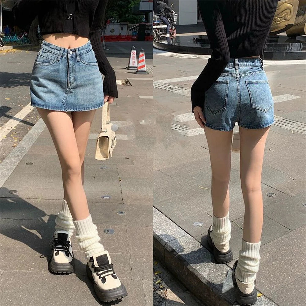 CuteGlow™ – Korean High Waist Mini Skirt (Slim Fit, Vintage Street)