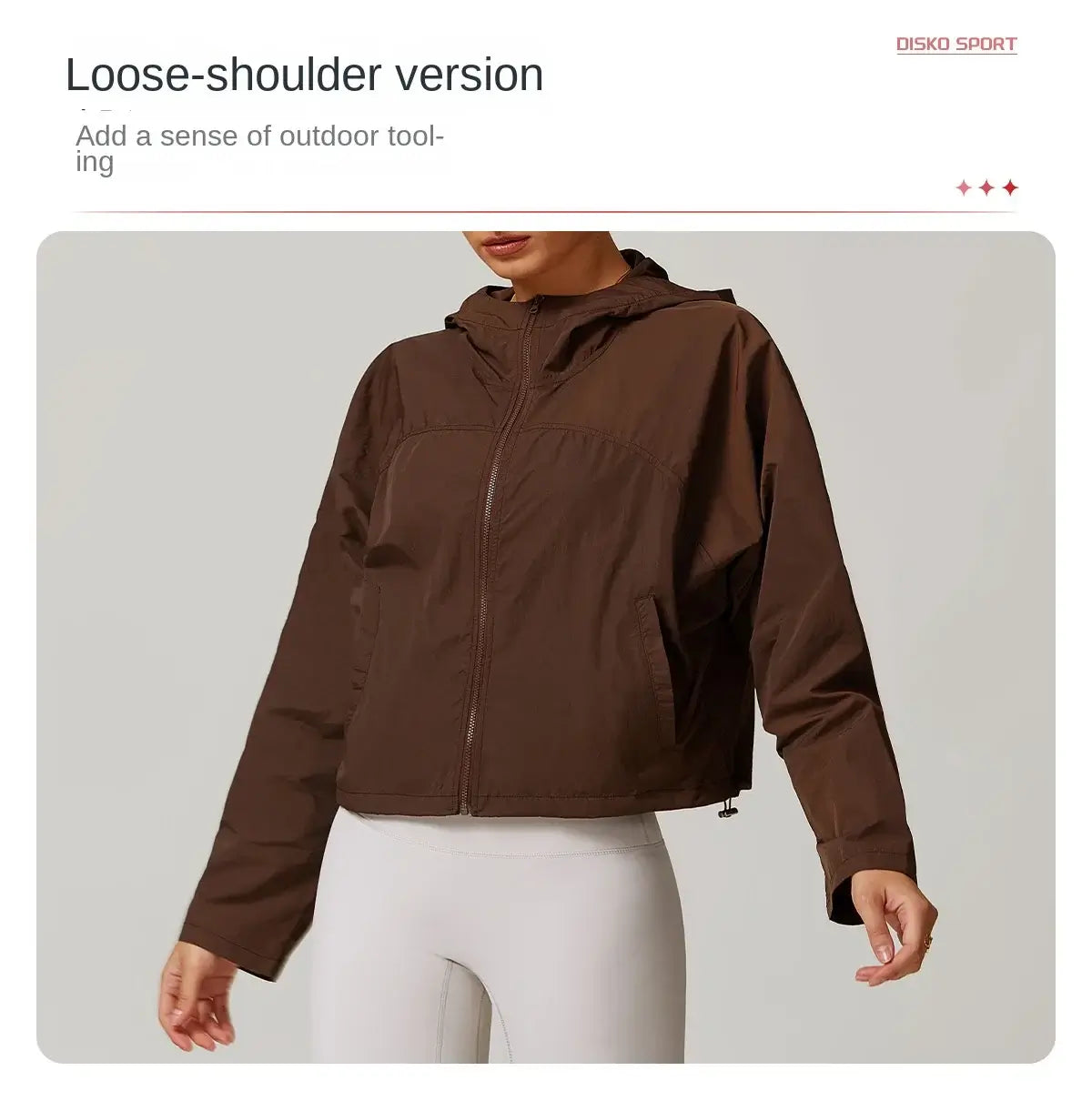 سترة رياضية نسائية سريعة الجفاف بغطاء للرأس