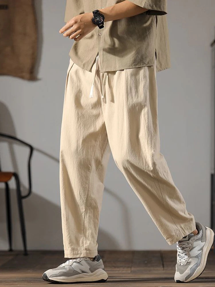 Men Wide Leg Linen Pants