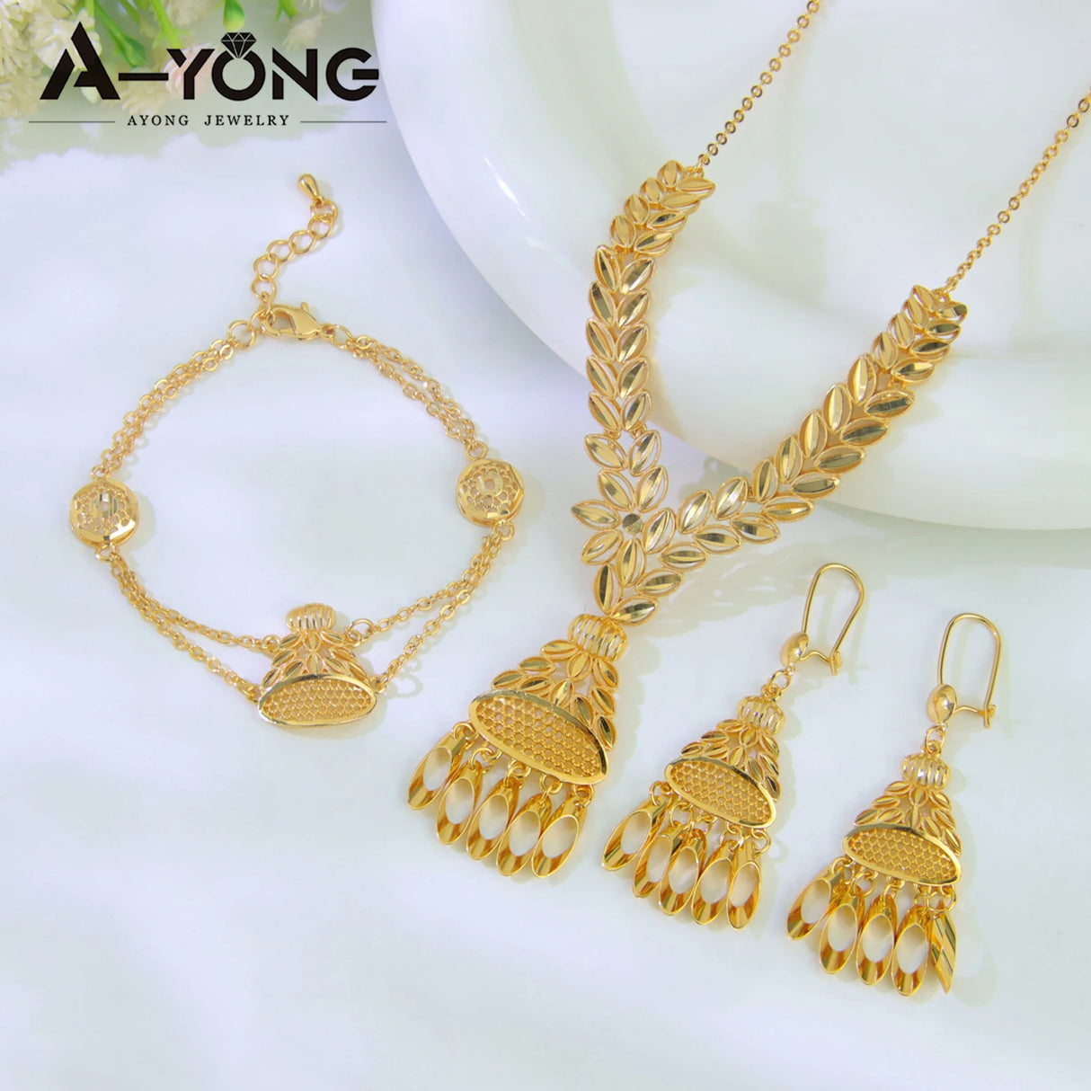 Dubai 21K Gold Plated Bridal Jewelry Set