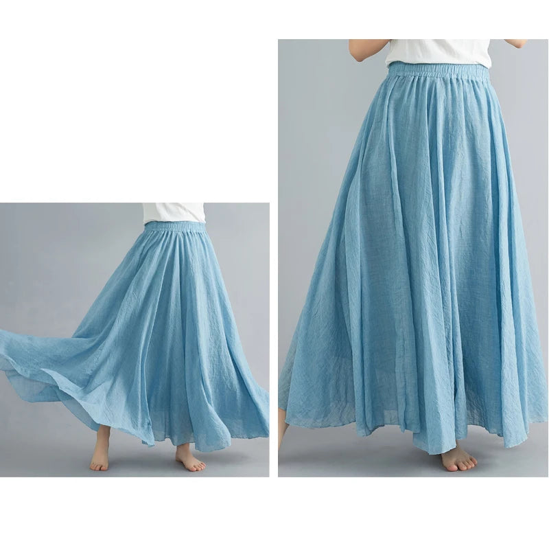Women Linen Maxi Skirt
