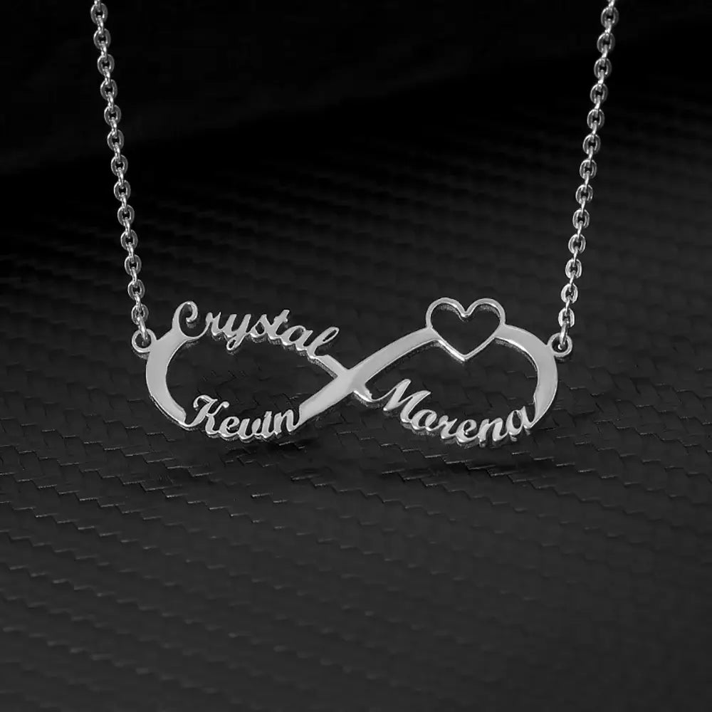 Custom Double Heart Two Names Infinity Necklaces