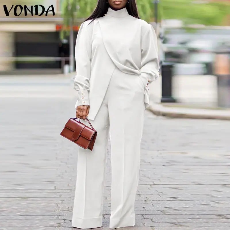 طقم بدلة بياقة عالية ومقاسات كبيرة