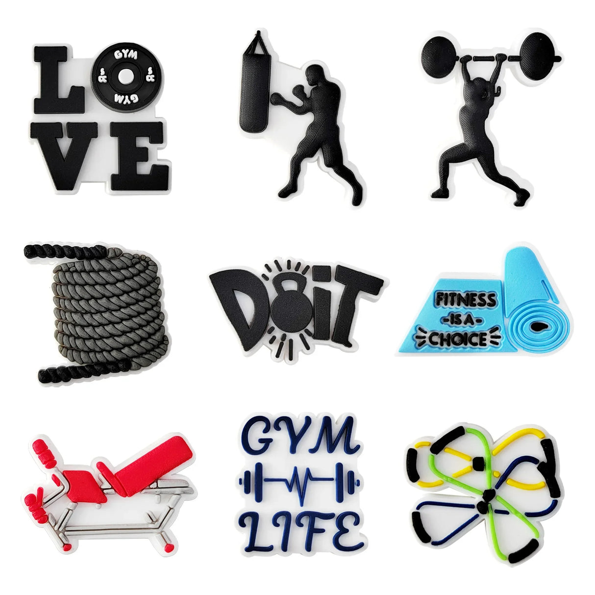 Women Bodybuilding Shoe Charms Fun Set