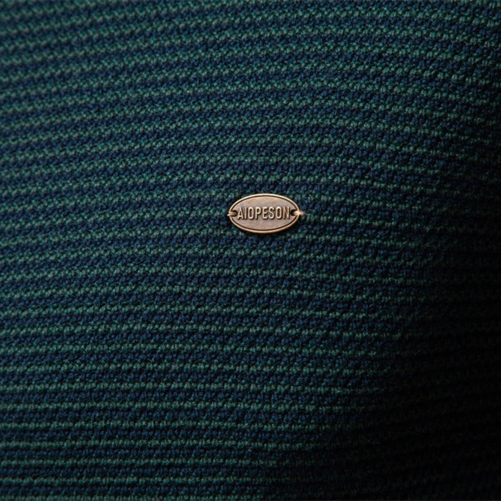 Men's Striped Cotton Turtleneck Sweater