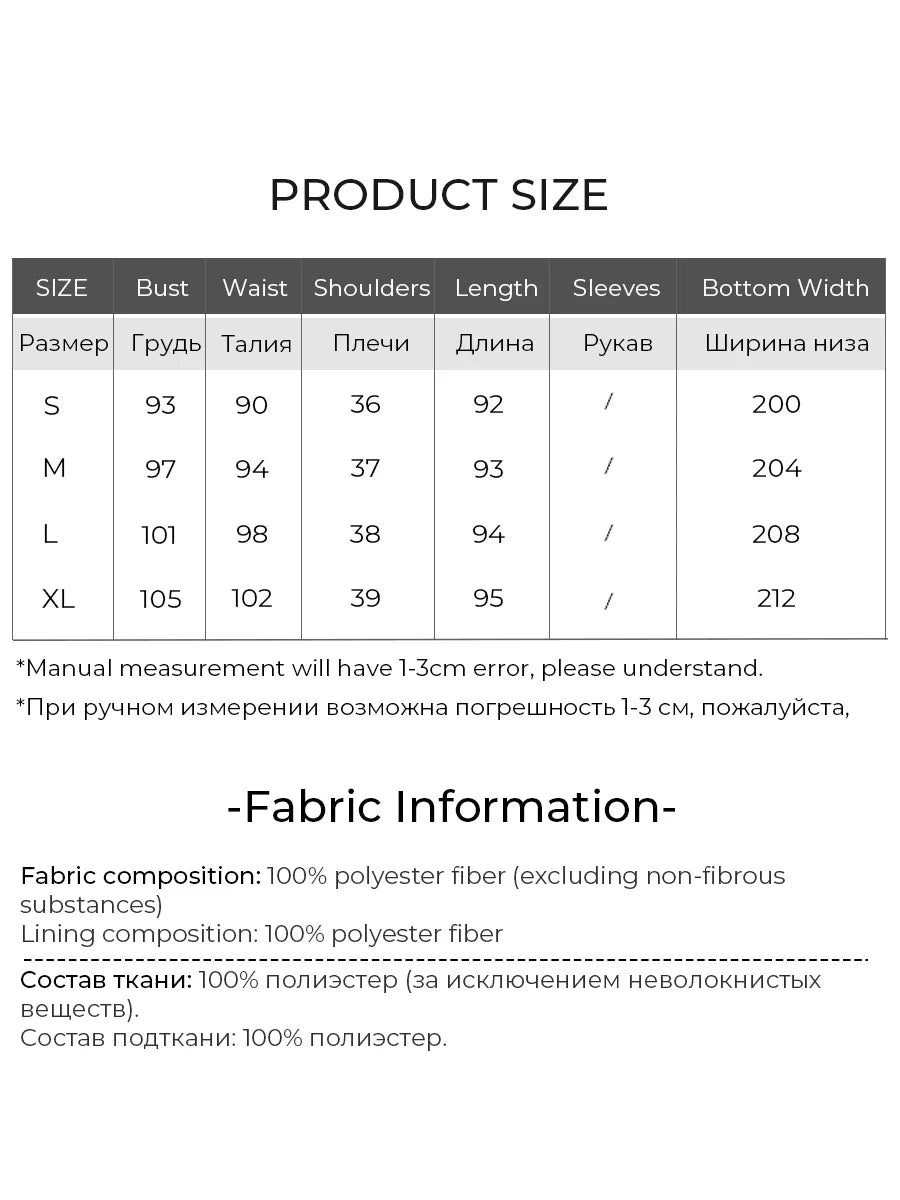 Size chart for LOUIS YAO Sparkling Dress, showing measurements for bust, waist, shoulders, length, sleeves, and bottom width.