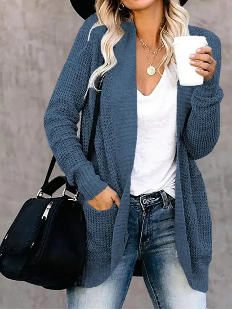 Women Plus Size Hollow Knit Cardigan