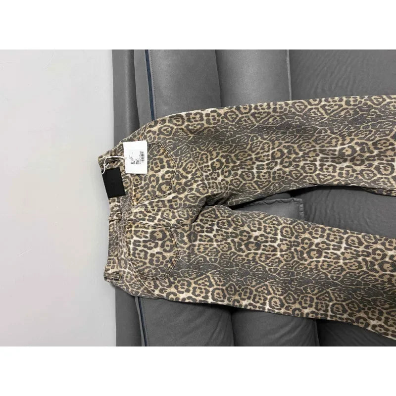 Leopard Print Retro Baggy Denim Pants