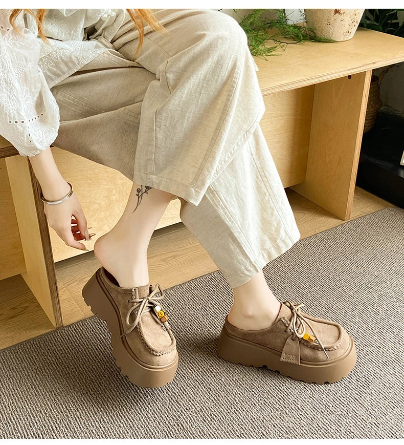 Women’s Retro Platform Half-Slipper Loafers