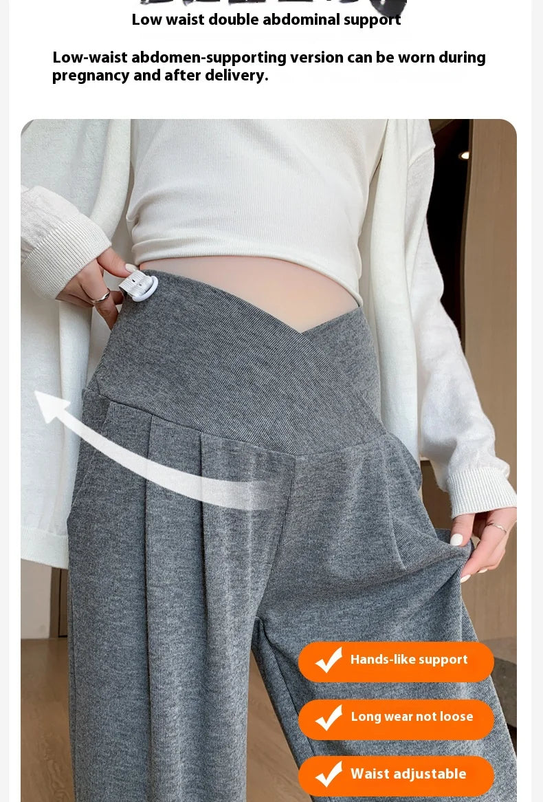 Wide-Leg Low-Waist Maternity Pants