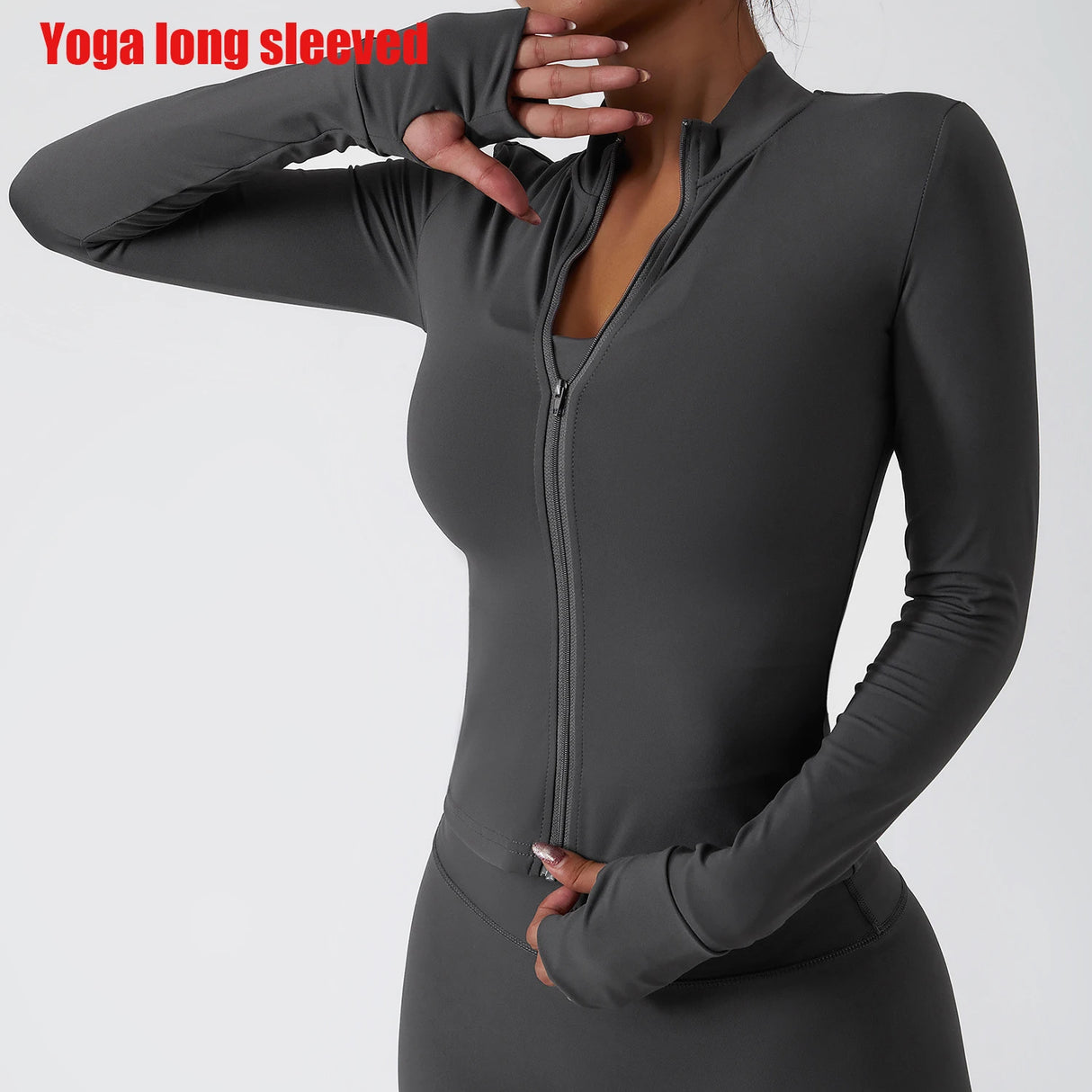 Women's Zip Long Sleeve Yoga Jacket – Slim Fit Gym Training Top