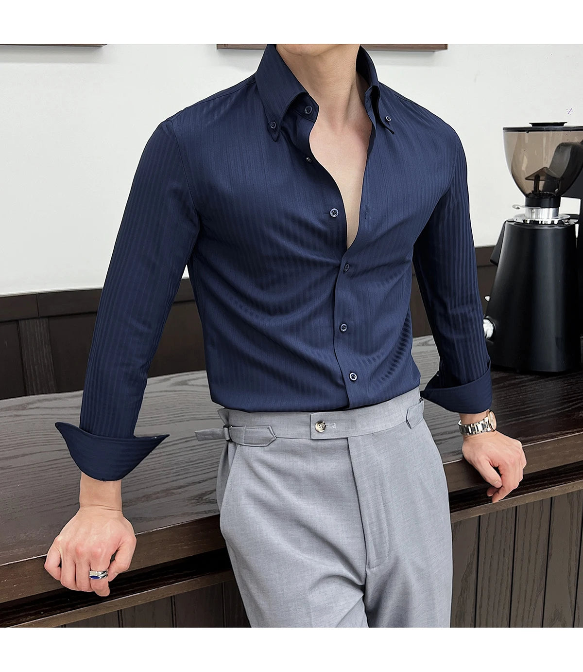 Men Slim Striped Shirt