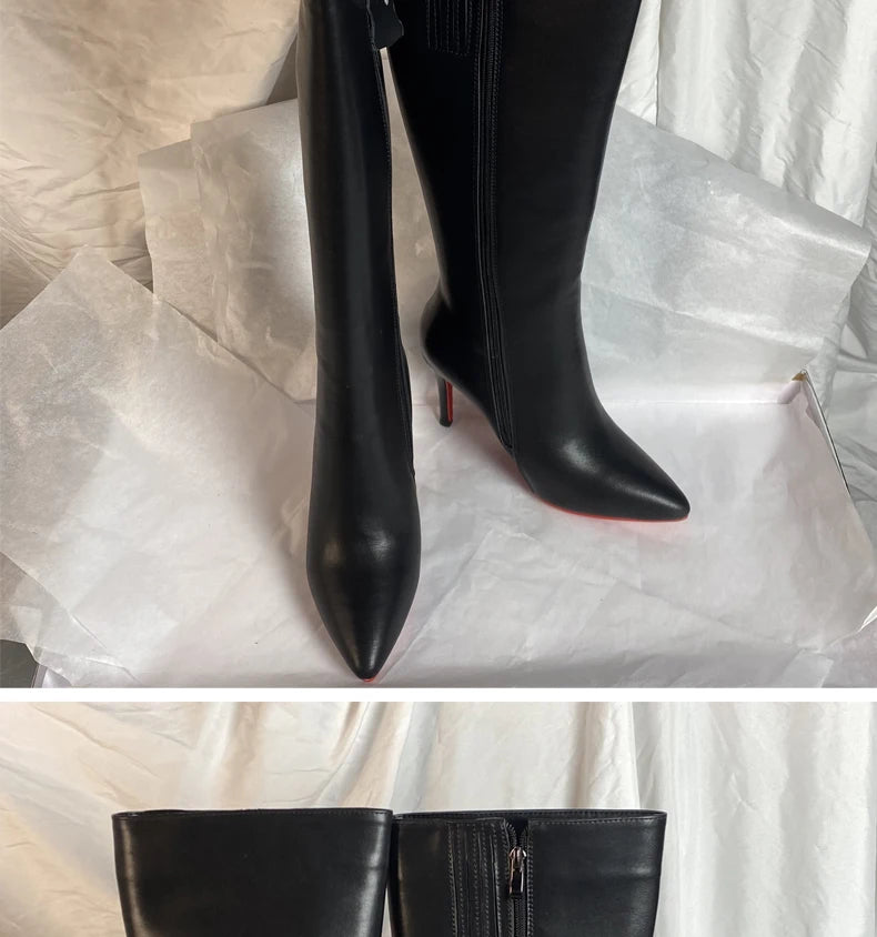 Women Pole Knee High Designer Boots – Sexy Leather High Heel