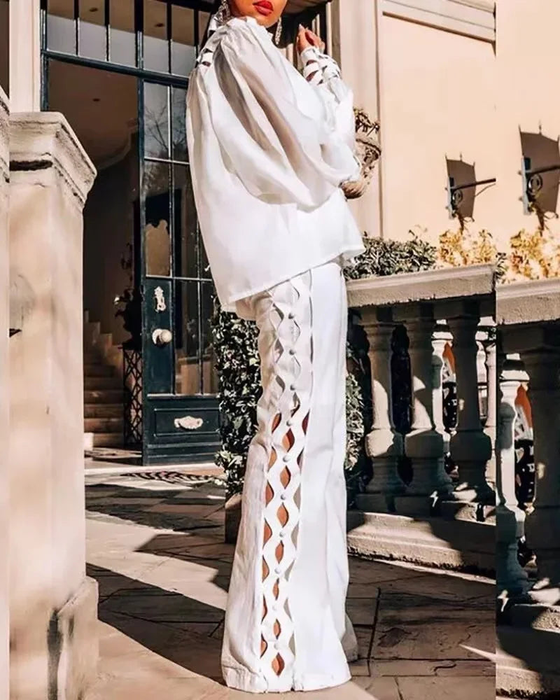 طقم بنطال مجوف بمقاسات كبيرة