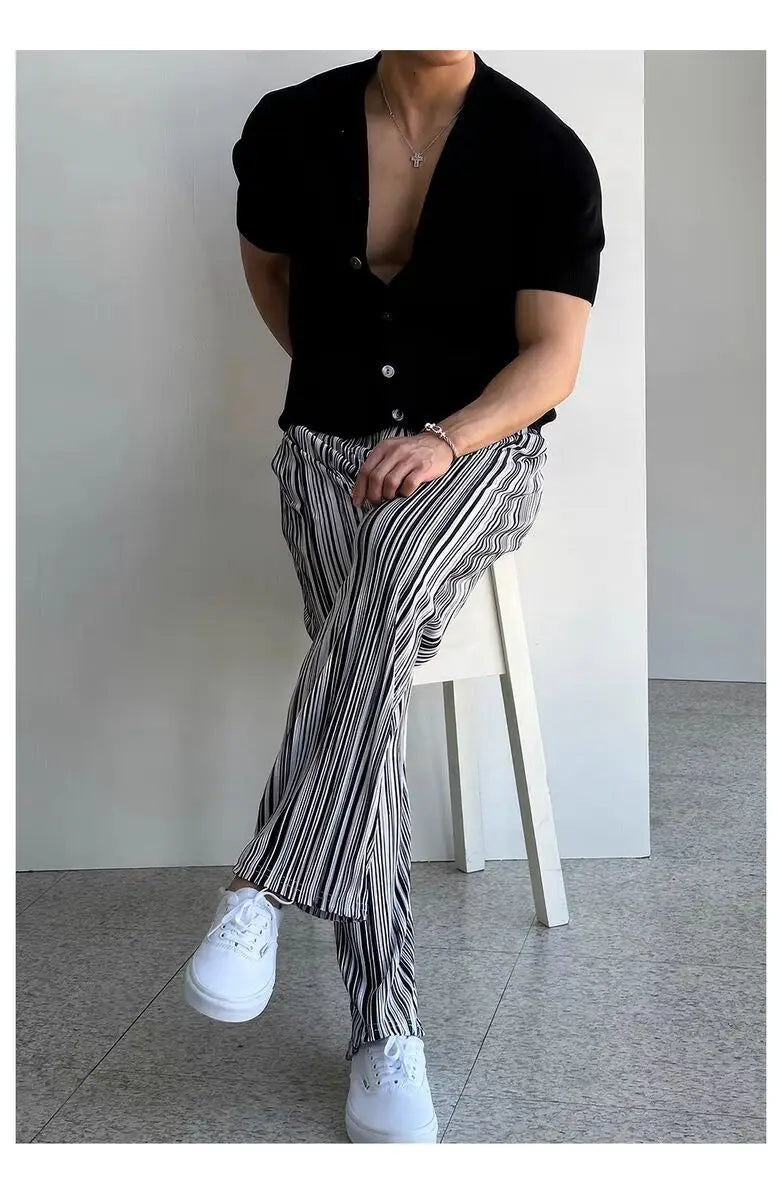 Men Short Sleeve Cardigan Knit