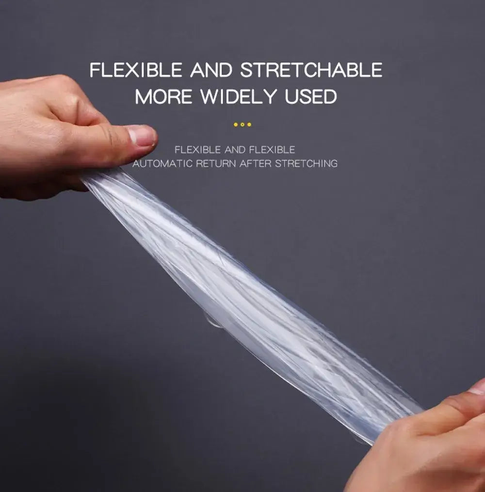 User demonstrating flexible and stretchable silicone stretch lids for versatile kitchen use.
