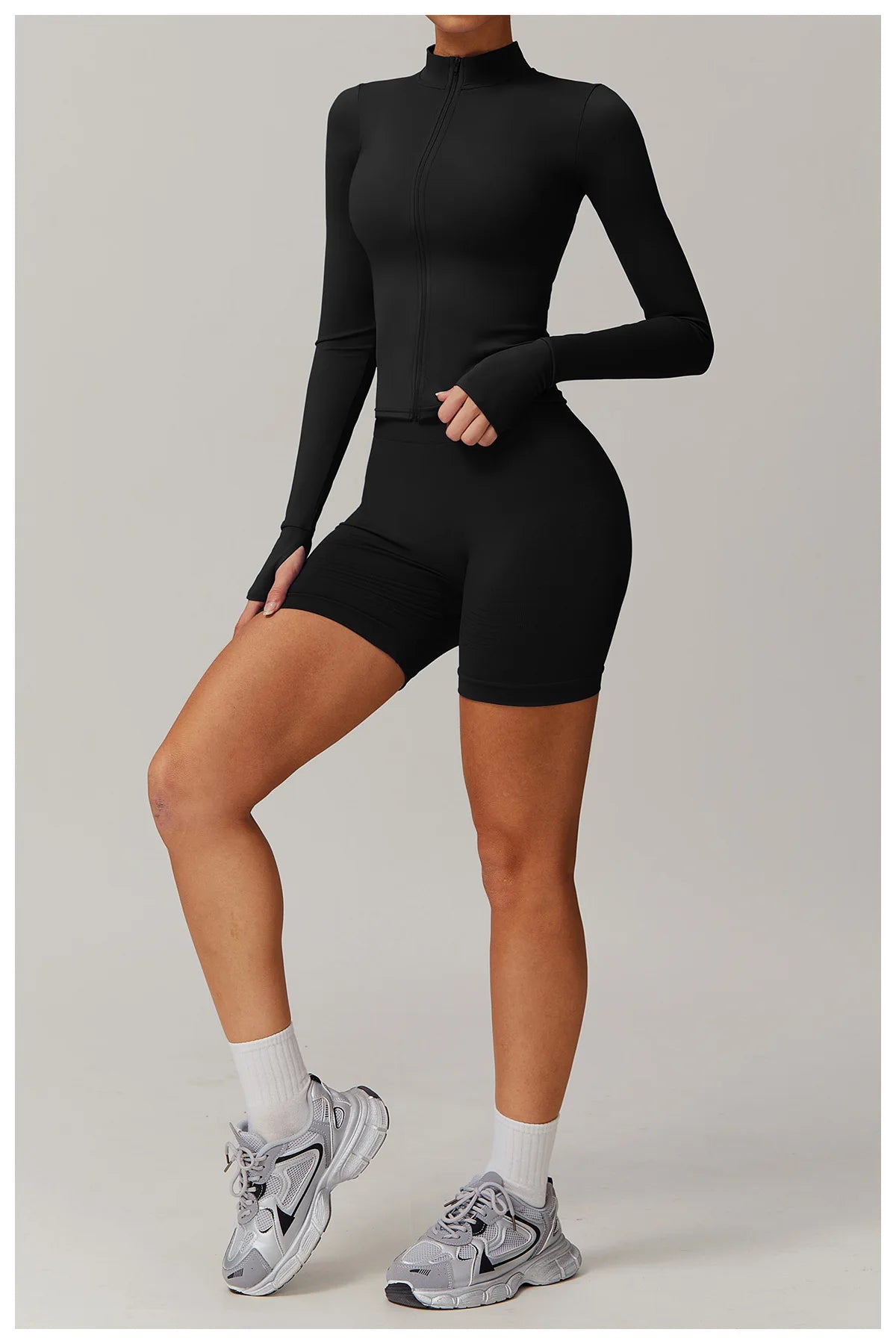 Women's Zip Long Sleeve Yoga Jacket – Slim Fit Gym Training Top