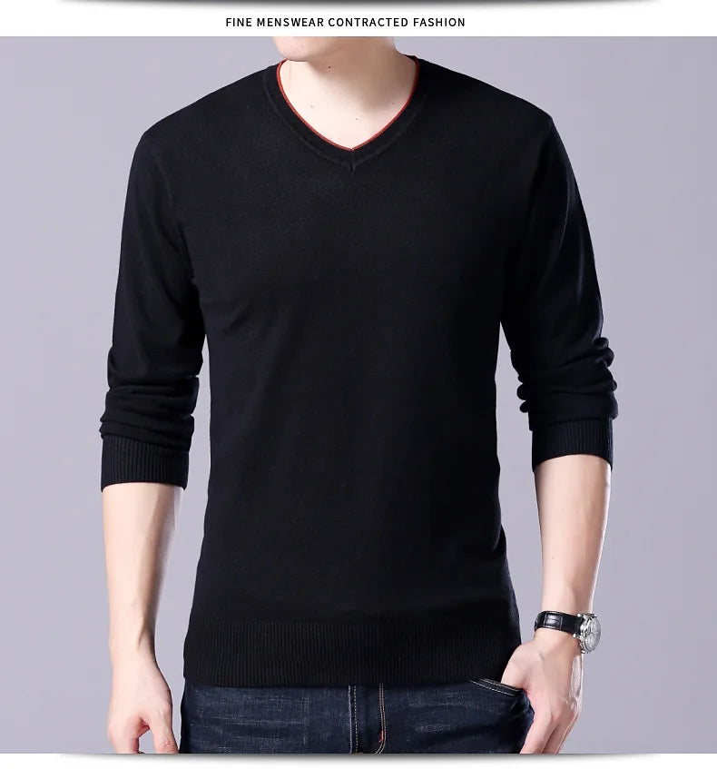 سترة رجالية محبوكة برقبة على شكل حرف V بمقاسات كبيرة