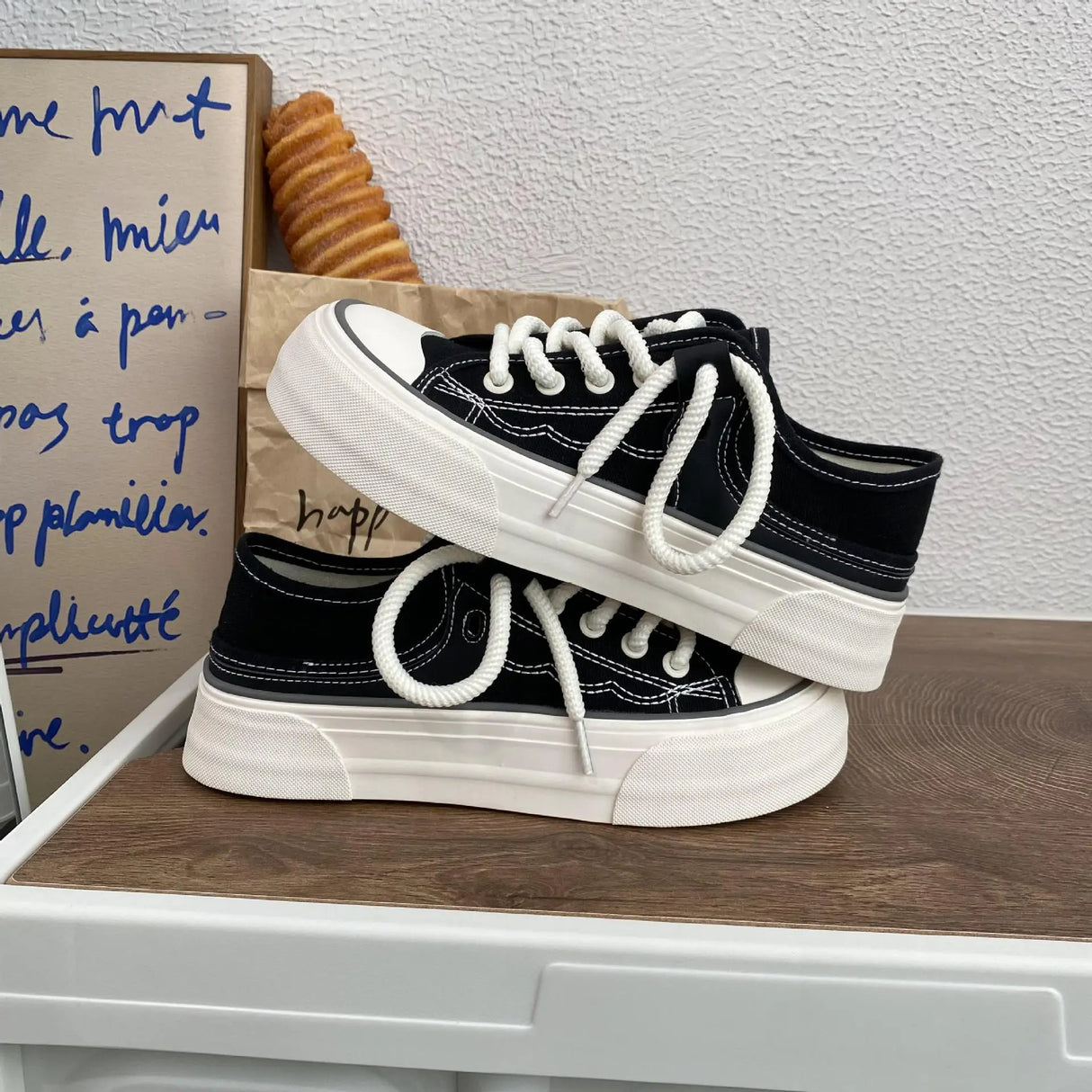 Women Canvas Sneakers Non Slip Lace Up Flats