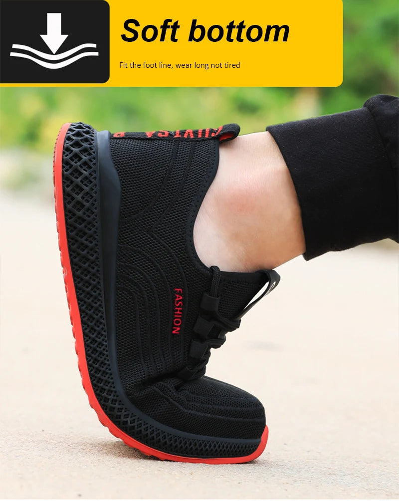 حذاء رياضي خفيف الوزن من Manlegu Air Mesh للسلامة