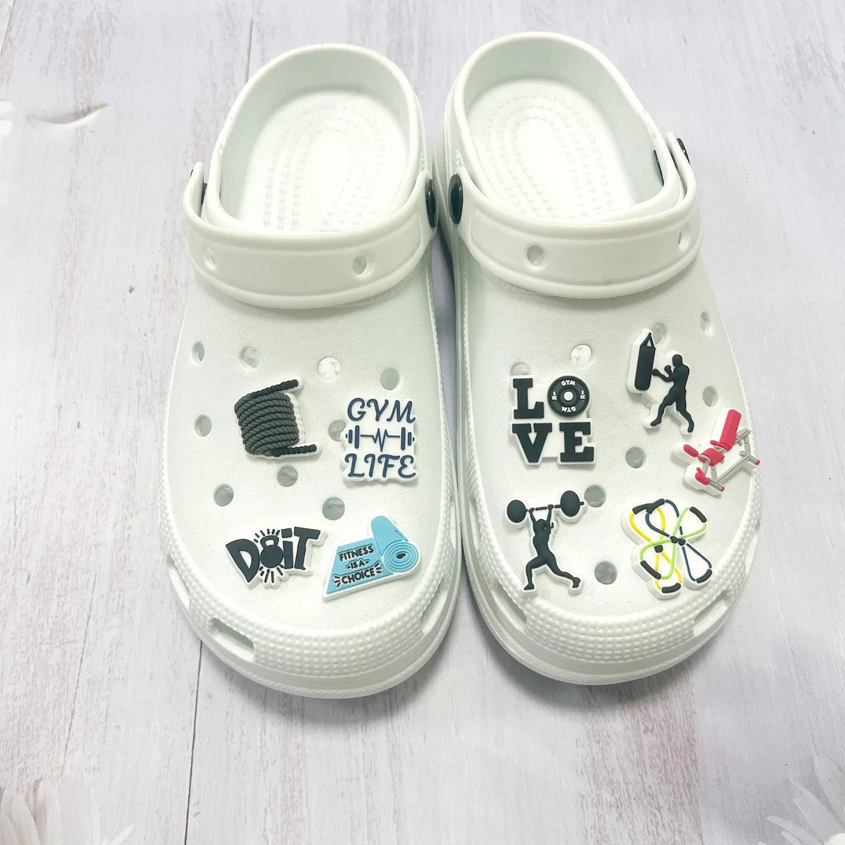 Women Bodybuilding Shoe Charms Fun Set